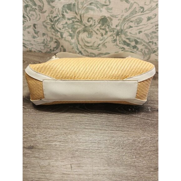 Fossil 75082 Woven Straw Fabric Handbag Purse w/ Leather Trim 13"x8"x4" - Picture 4 of 13